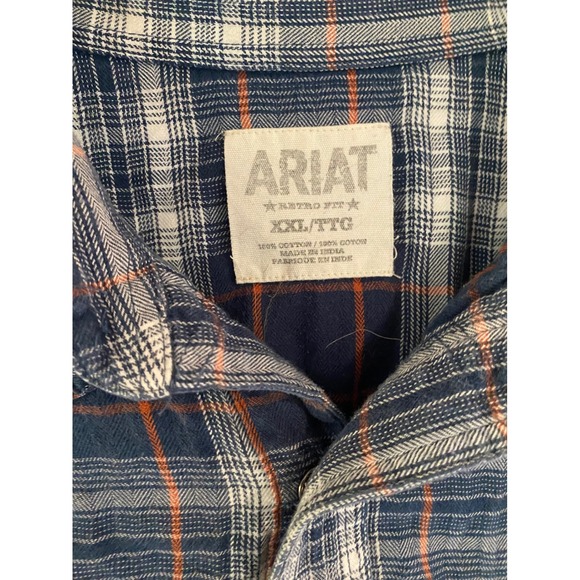 Ariat Retro Fit XXL Plaid Western Shirt Mens Long Sleeve Button Up Cowboy Rodeo - Picture 4 of 7